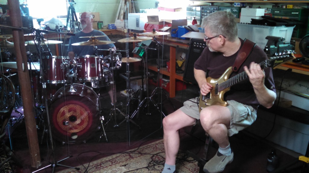 Darin Brannon and Bill Shannon composing original music at Circuline rehearsal - July 2014.