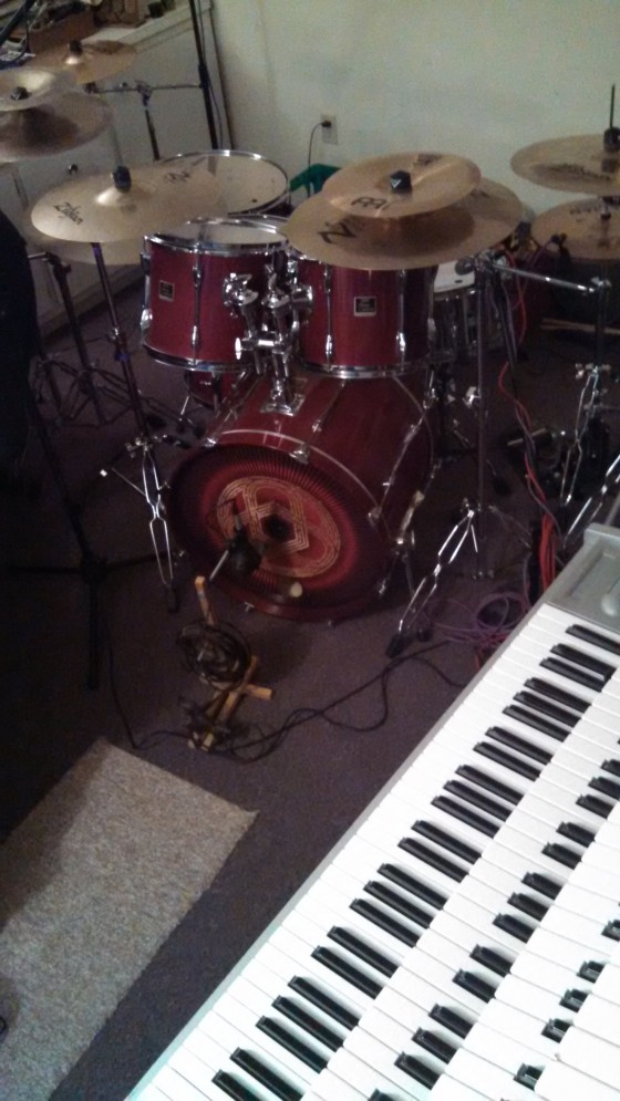 Keys setup next to the drums - man, it's loud!