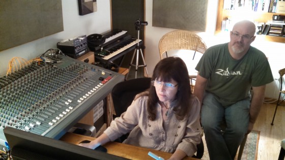 Engineer Julie Last begins mixing Darin Brannon's drums at Coldbrook Productions - September 2014