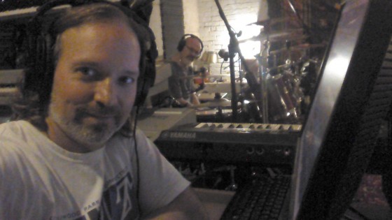Andrew Colyer and Darin Brannon recording Circuline's second album in The Cave.