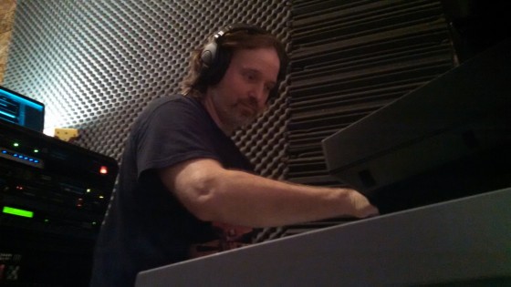 Andrew Colyer trying out some new keyboard sounds for Circuline's second album.